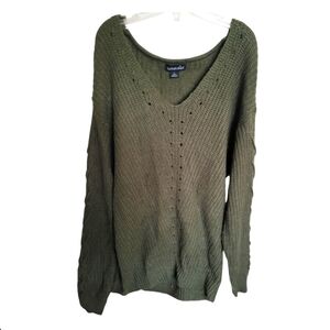 DeRotchild Vintage Green Crisscross Sleeve Sweater Size Large